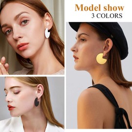 FindChic Elegant Women's Earrings Silver Gold-Plated Rectangle Hoop Earrings Bar Dangle Earrings U Earrings Plate Earrings with Free Jewellery Box for Christmas Birthday Valentine's Day, Stainless