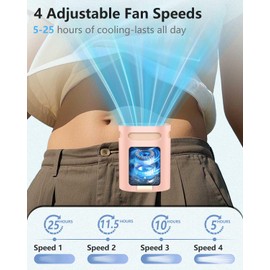 Belt Fan Clip on Waist Portable Cooling Fan-Individual Personal Noiseless Cooler Under Clothes Tshirt Hip Pants Back,Summer Hot Flashes Wear around Your Neck for Adult Outside Walking Working Pink