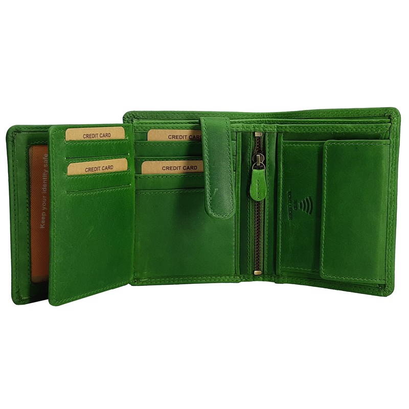 Leather Wallet for Women with RFID Protection Coin Compartment Purse