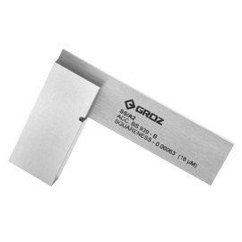 GROZ 2-Inch Machinist Steel Square | Right Angle Precision Square | 16 Micron Squareness | Hardened Steel | for General Purpose, Machinery & Woodworking Applications (01000)