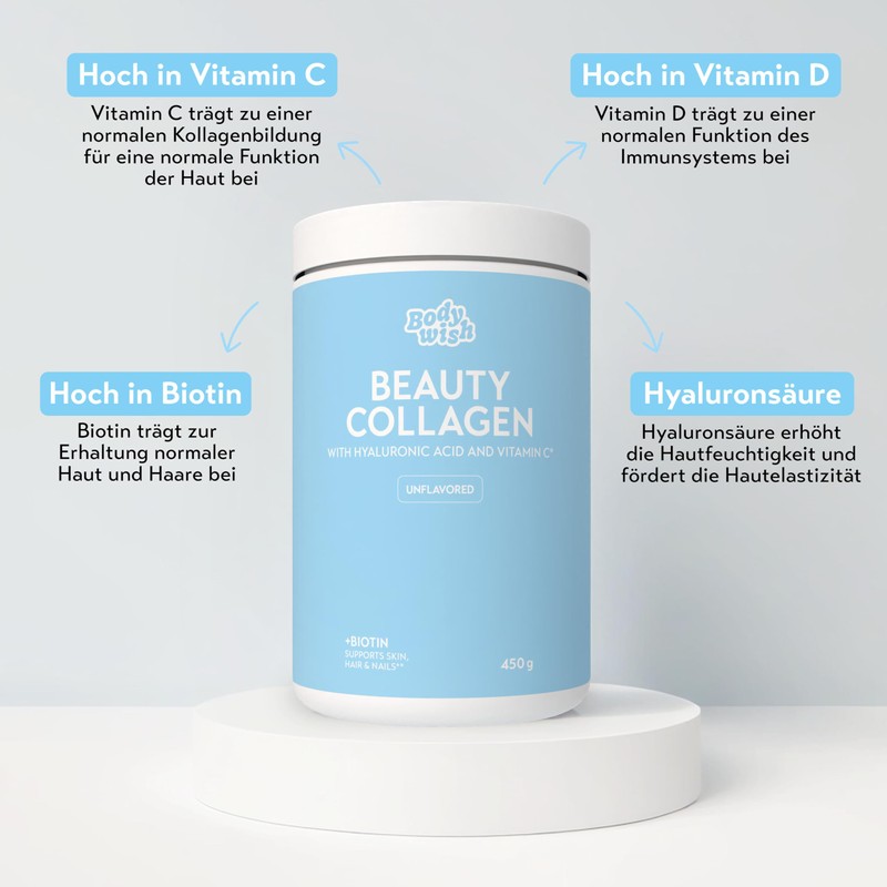 Bodywish Collagen Powder 450 g | High Dose Hyaluronic Acid,