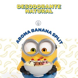 NaturalDry - Desodorante Natural Para Niños y Teens Minions 50g | Sin Aluminio ni Parabenos | Aroma Banana Split | 24hrs Protección | Para Niños y Adolescentes Piel Sensible