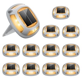 VOLISUN Solar Driveway Lights–12 Pack Waterproof Dock & Deck Marker Lights,2-in-1 Warm White & White LED,IP67 Wireless Outdoor Solar Lights for Driveways,Sidewalks,Pathways,and Yards