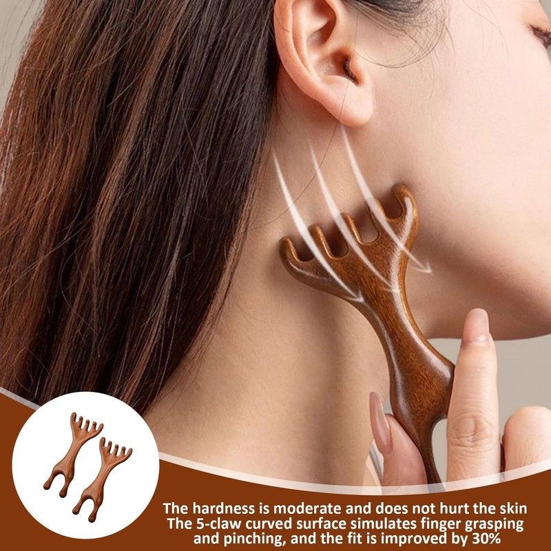 hinbkenla Scalp Massager Comb 2PCS Wooden