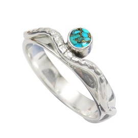 Blauer Kupfertürkis Edelstein Bandring 925 Sterling Silber Bandring Herren und Damen Bandring Handgefertigter Schmuck CRG1076BI22_(68 (21.6))