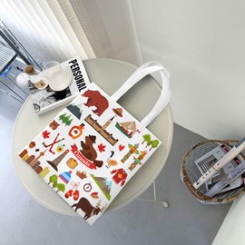 Canada Trip Canvas Tote Bag Canada Souvenirs Gift Canada Travel Gift Canadian Gifts For Foreigners Canada Vacation Reusable Shoulder Bag For Shopping, Grocery, Outdoor