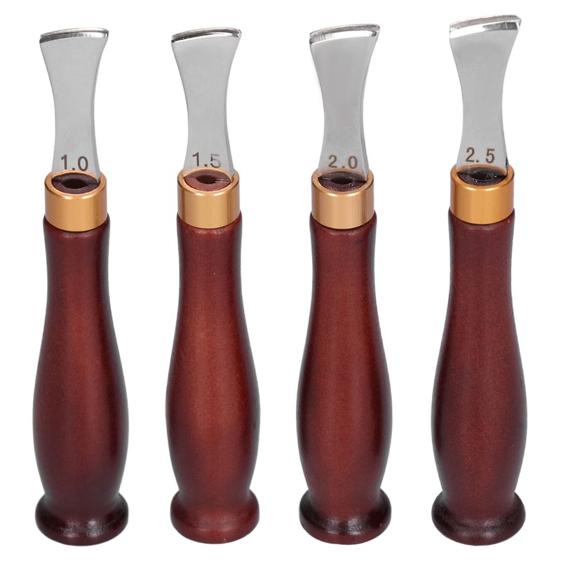 4pcs Leather Edgers Sharp Professional Trimming Working Kit with Wooden
