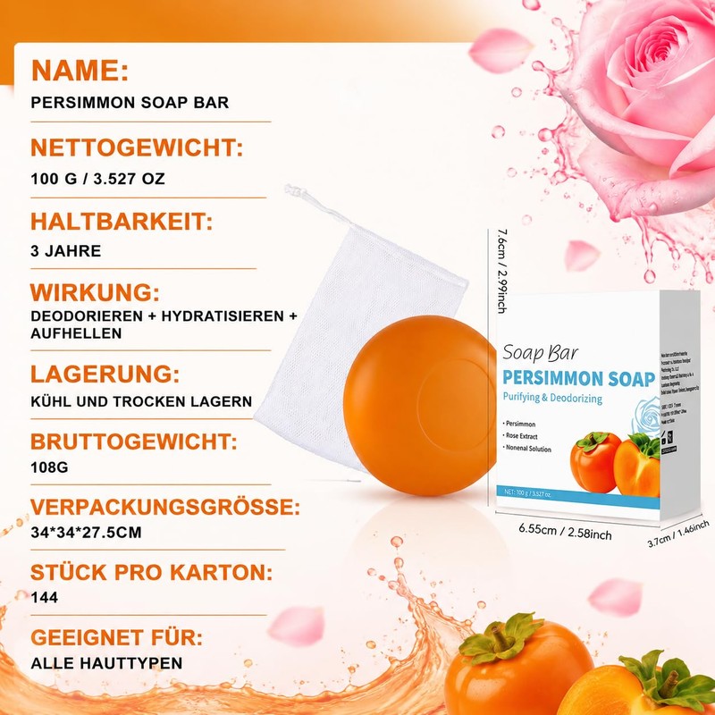 Kaki Soap Natural Soap with Rose Extract - Mild Solid