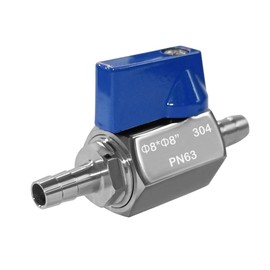 MiJunHD 8mm Barb Ball Valve, 304 Stainless Steel Mini Shut Off Valve Switch for Water,Gas,Fuel,Drip,Irrigation