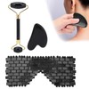 3pcs Obsidian Facial Roller Gua Sha Board Therapy Blindfold Beauty