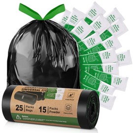 Camping Toilet Bags Poo Gel Set, 25 Portable Toilet Bags + 15 Camping Toilet Gel, 8 Gal Compost Camping Waste Toilet Bags for 5 Gallon Bucket Toilet Seat Car Camping Potty Outdoor Toilet Backpacking