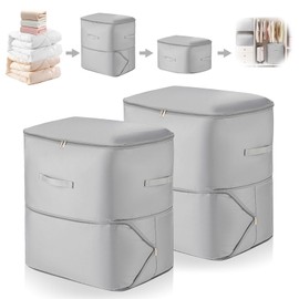 TAIHOBO 2PCS Ultra Space Saving Self Compression Organizer, XL Self Compression Storage Bags, Compression Bags with Metal Vent ＆ Handles, Self Compression Organiser for Duvets Clothes and Blankets