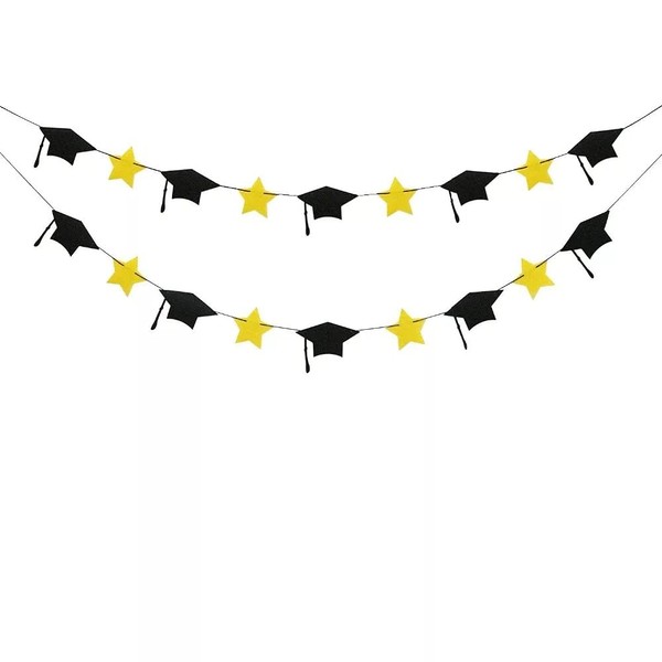 Graduation Hat and Star Banner Bunting Garland Ceremony Party Decoration