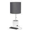 Simple Designs LT1085-GOW White Hammered Metal Organizer Table Lamp with