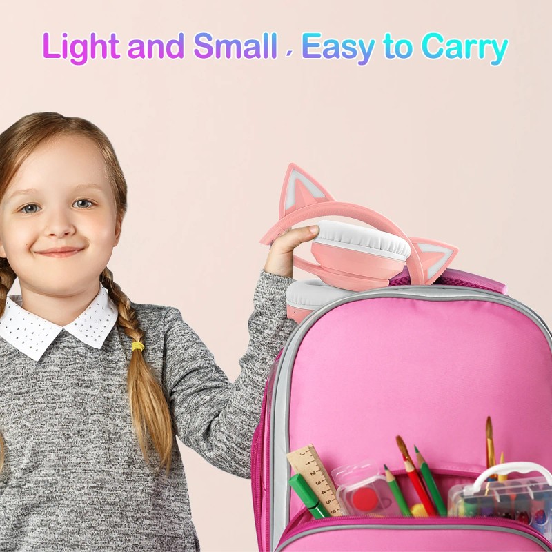 LOBKIN Kids' Headphones Cat Ears Design Foldable Over-Ear for V5.4