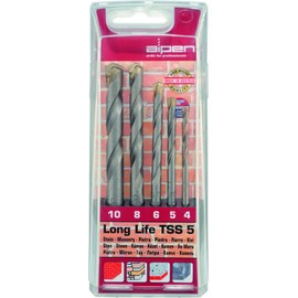 Alpen 700105100 Tungsten Carbide Masonry Drill Bits Tss 5"Long Life" 4-5-6-8-10mm