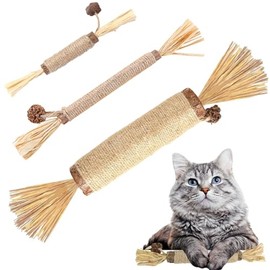 JCBCKJ 3Pcs Cat Stick Wood Polygonum Natural Silvervine Sticks Cat Teeth Cleaning Wood Stick Kitty Teething Sticks Pet Chew Wooden Sticks Pet Toy Accessories