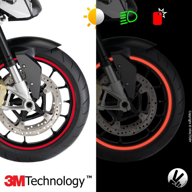 VFLUO - 2 x Kit Reflective Motorcycle Wheel Rim Stickers