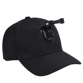 Camera Baseball Hat,Cotton Action Camera Head Mount Hat,Cam Sun Hat with J-Hook Buckle Mount,for Gopro Series Action Cameras,Black