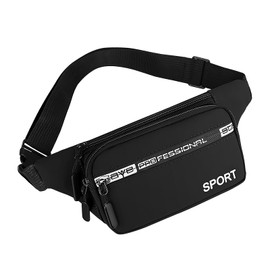 AfitLulu Unisex Running Bum Bag for Running Hiking Cycling Sport, 4 Zipper Pockets Hiking Waist Packs Waterproof Fanny Pack Waist Bag Leather Chest Bag Crossbody Bag for Phones Headphones (Black)