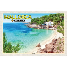 mrdeco Metal Sign 20 x 30 cm Domed Majorca Spain Beach Sea Decorative Tin Sign