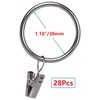 Curtain Rings with Clips - Set of 28,Interior Diameter 1.18",Fits