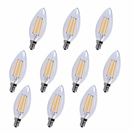 Elitco Lighting E12LED101-10PK Household-Light-Bulbs LED E12 Candelabra, 2700K, 300°, CRI80, ES, UL/CUL, 4W, 40W Equivalent, 15000HRS, LM300, DIMMABLE, 2 Years Warranty, Input Voltage 120V 10 Pack