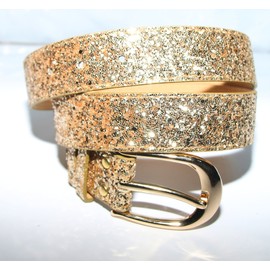 AMI VEIL Sequin Studded Women Leather Belts for Jeans Gold Buckle