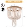 ELYCCUPA Wood Beaded Flush Mount Ceiling Light Bohemia Antique Rustic