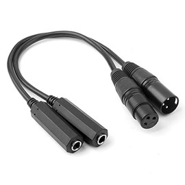 euroharry 2pcs 6.35mm Female TS to 3 Pin XLR (Female + Male) Interconnect Audio Microphone Cable Adapter Suitable for Microphones, Active Speakers, Stage, DJ, Studio Audio Console