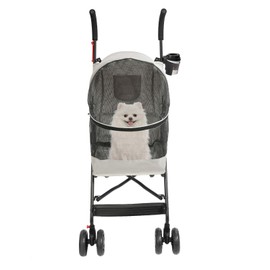 Pet Travel Stroller,Foldable Dog Cat Jogger Stroller, Cat Stroller Small Dog Stroller with 4 Wheels,Breathable & Visible Mesh for Walking, Shopping,Traveling (Gray)