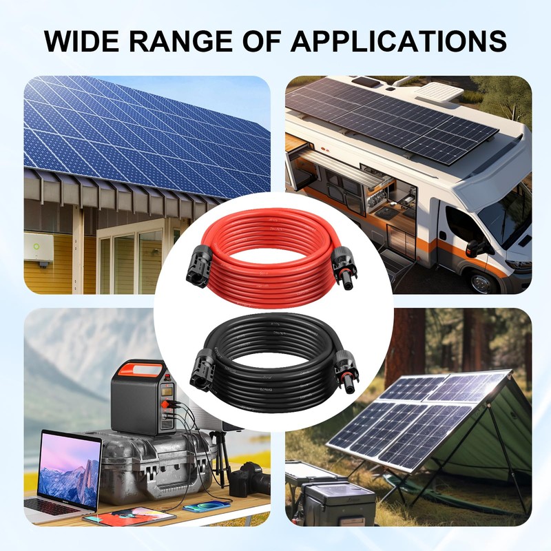 Solar Panel Extension Cable - 10AWG 5FT Solar Wire with