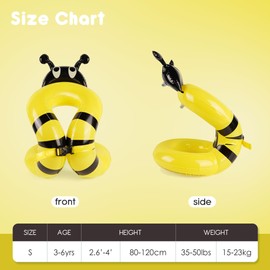 Kids Swim Vest,33-50 Lbs,Cartoon Pool Floaties for Kids 3-6yrs, Learn to Swim Arm Float Fits Small Child,Swim Trainer with Dual Air Chambers & Adjustable Safety Buckle,Swimming Ring for Pool ＆ Beach