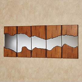 Canyon Horizons Mirrored Wall Art Regal Walnut Set of 5