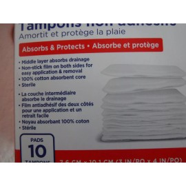 equate  Large Non-Stick Pads 3" X 4" (4x Box of 10 Each)