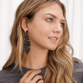 EVER FAITH Crystal Earrings for Wedding, Sparkling Marquise Shaped Rhinestone Drop Dangle Chandelier Earrings, Crystal