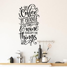Large Vinyl Wall Decal Kitchen Quote Motivation Phrase Coffee Wine Cafe Decor Stickers Mural (g2466) Black