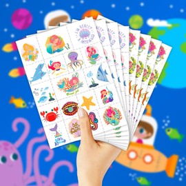 EMOME Temporary Tattoo - Gliow + Metallic Glitter Style Tattoos for Kids Party Supplies, Temp Tattoos Sticker for Boys Girls, Birthday Party Favor Decorations Accessories (Mermaid)