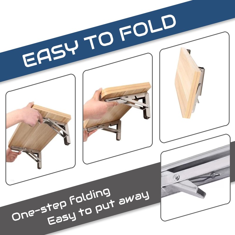 Doppy 12" Folding Shelf Brackets Heavy Duty Stainless Steel Collapsible