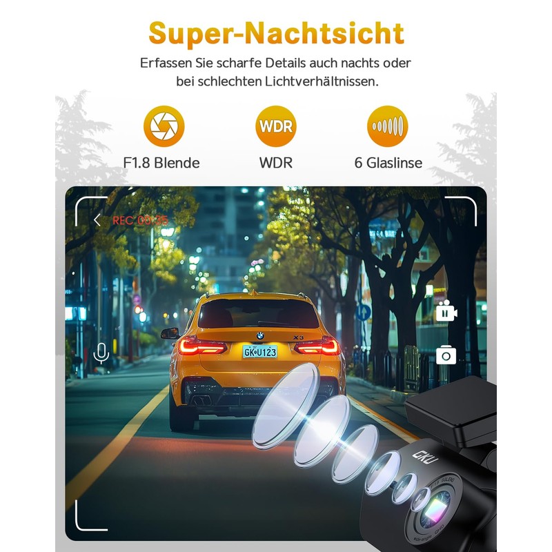 GKU 4K Dash Cam Car, Dash Cam for the Front,