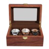 Wooden 3 Grid Watch Display Box Transparent Window Anti‑Slip Watch