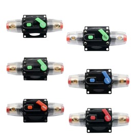Audio Inline Circuit Breaker Reset Fuse 12V-24V DC, Reset Fuse Holder amp with Manual Reset for Car Audio, Stereo Switch and Solar Inverter System