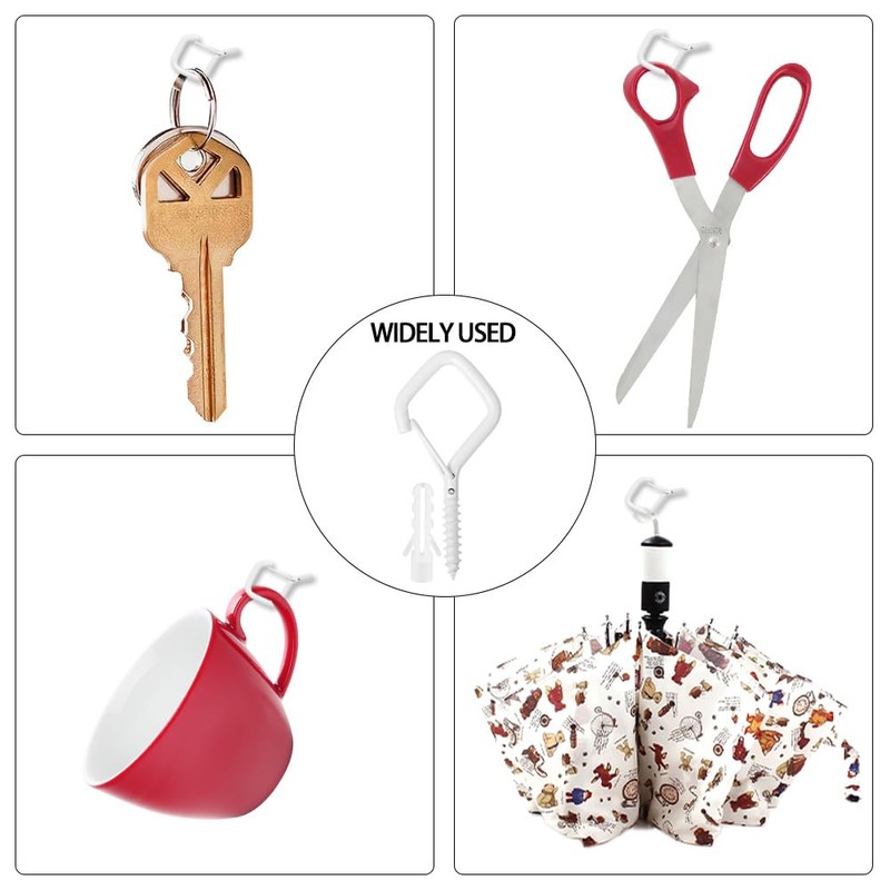 Screw Hooks, 20 Pieces White Screw Hooks, Ceiling Hooks, Wall