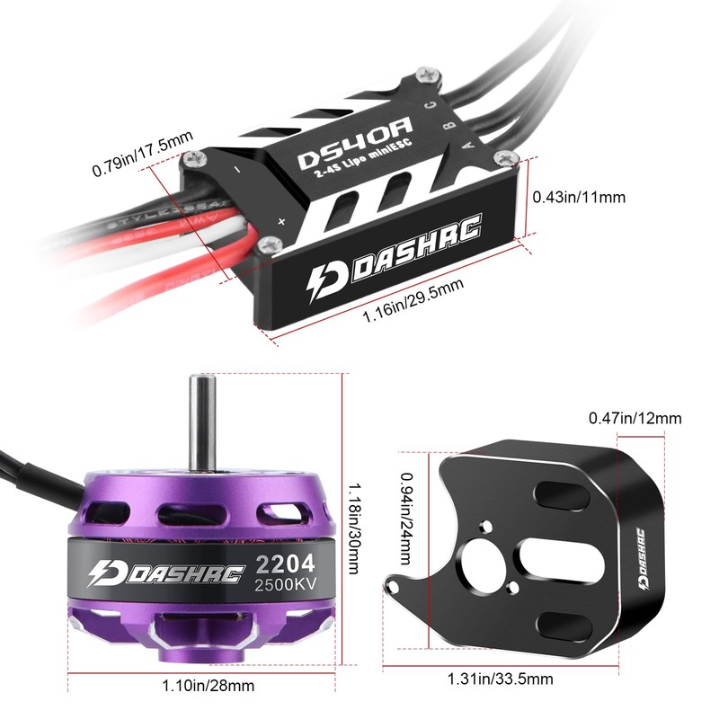 DashRC 2204 2500KV Brushless Outrunner Motor with 40A ESC &