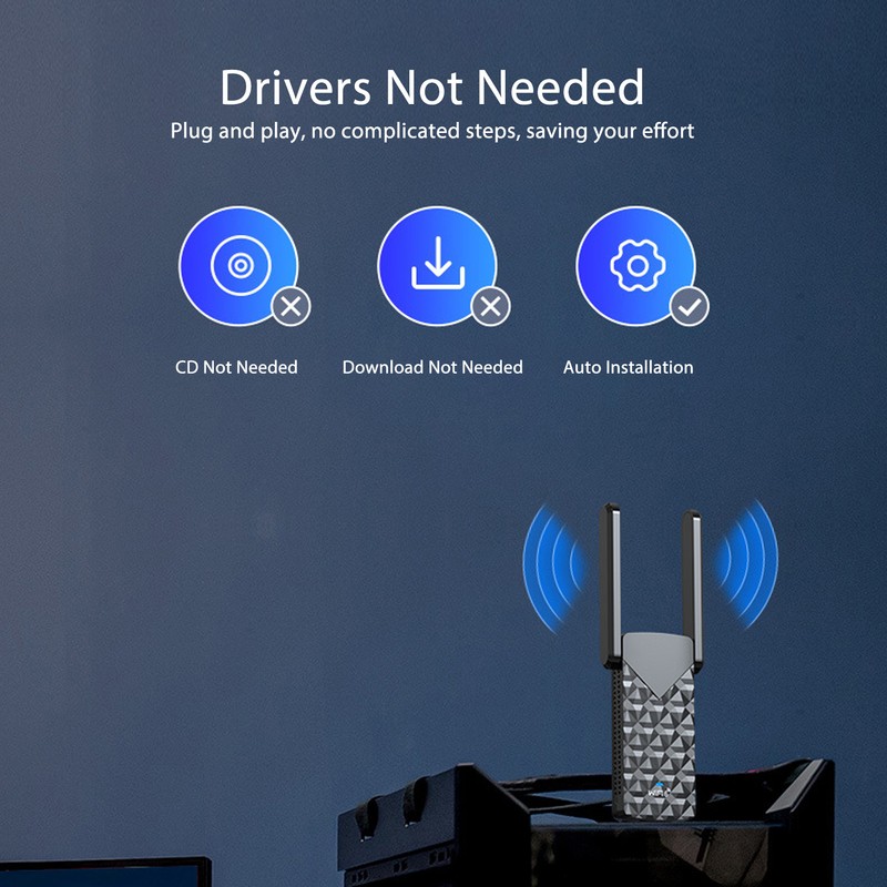 WiFi 6 Adapter AX1800M 5Ghz/2.4Ghz USB3.0 High Gain Antenna Plug