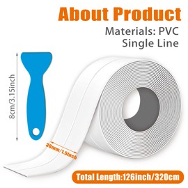 2 Pack White Caulk Tape,Bathroom Waterproof Accessories Caulking Tape,Self-Adhesive Sealing Tape for Kitchen Sink,Toilet, Bathtub Shower, Tub Floor Wall Edge Protector Strip(1.5 inch*10.5 feet,2 pcs)