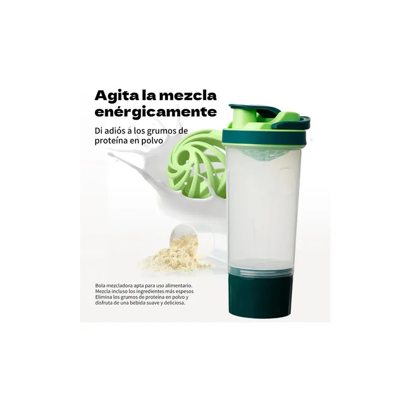 Shaker Mezclador Awvuq 700ml Verde Con Filtro Proteína Gimnasio Libre
