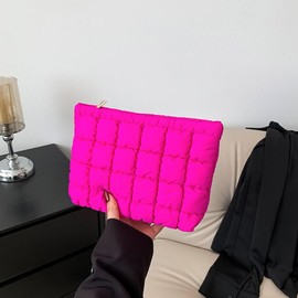 Terceton Cute Makeup Bag Checkered Pattern Bag Travel Case Puffy Quilted Cosmetic Bag Make up Pouch Toiletry Bag Storage Pouches