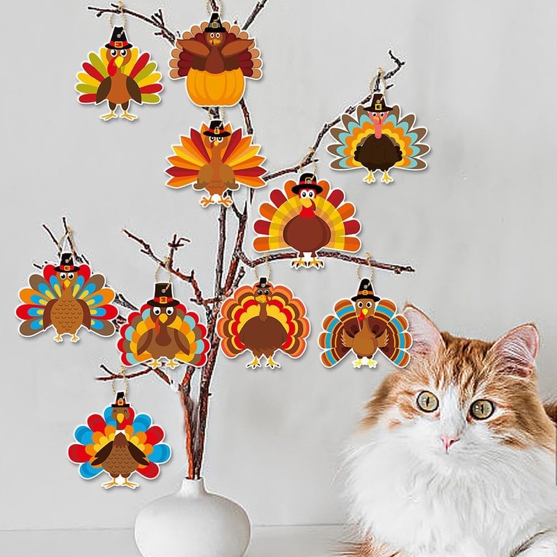 20Pack Thanksgiving Turkey Hanging Decorations, Cute Turkey Ceiling Hanging Streamers
