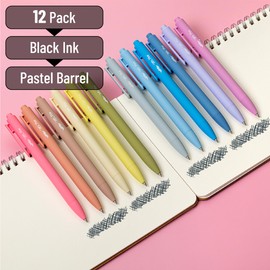 Mr. Pen Retractable Gel Pens - 12 Pack, Black Ink, Pastel Barrel, Fine Point 0.5mm, Retractable, Cute Pens for Journaling